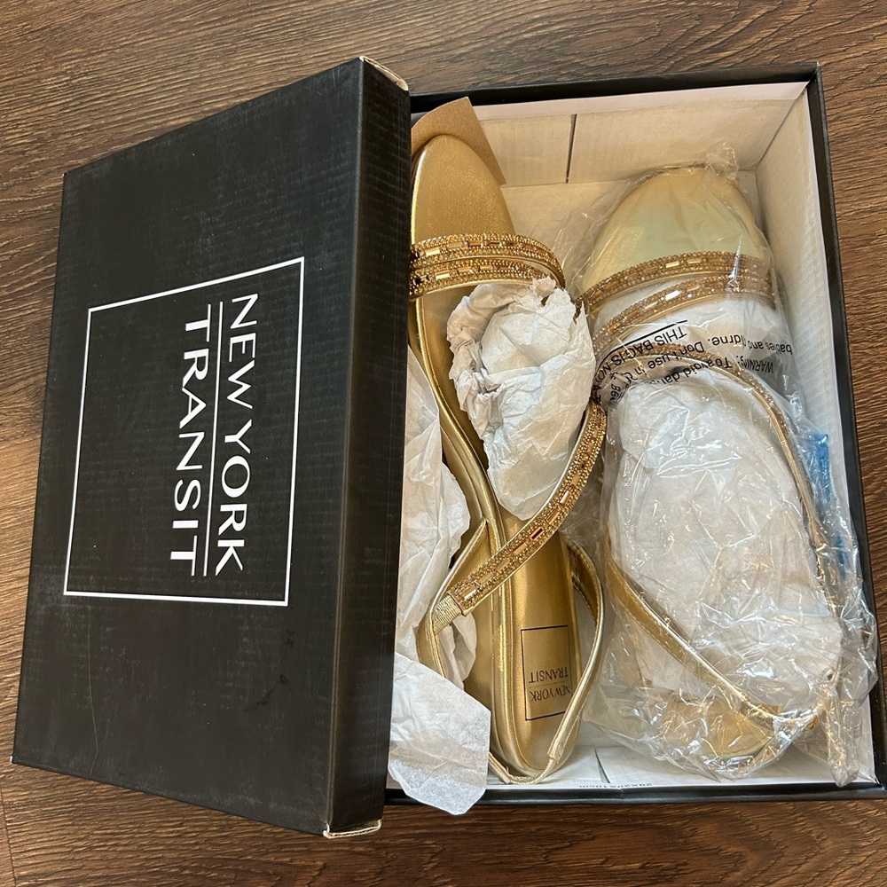 New York Transit Gold Formal Sandals/ Heel